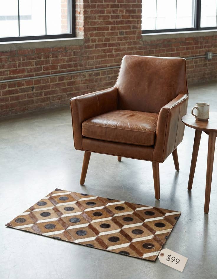 Detail image of 2' x 3' Cowhide Leather Rug