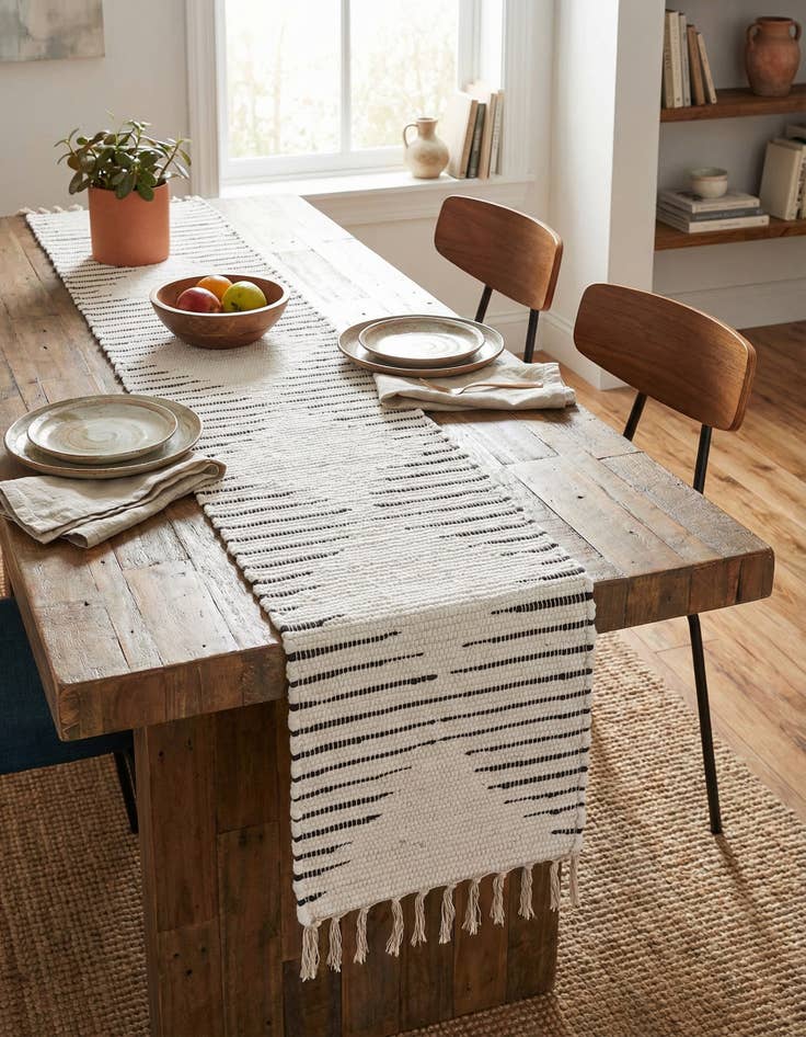 Detail image of 1' 2 x 10'  Hand Woven Chindi Cotton Table Runner Rug