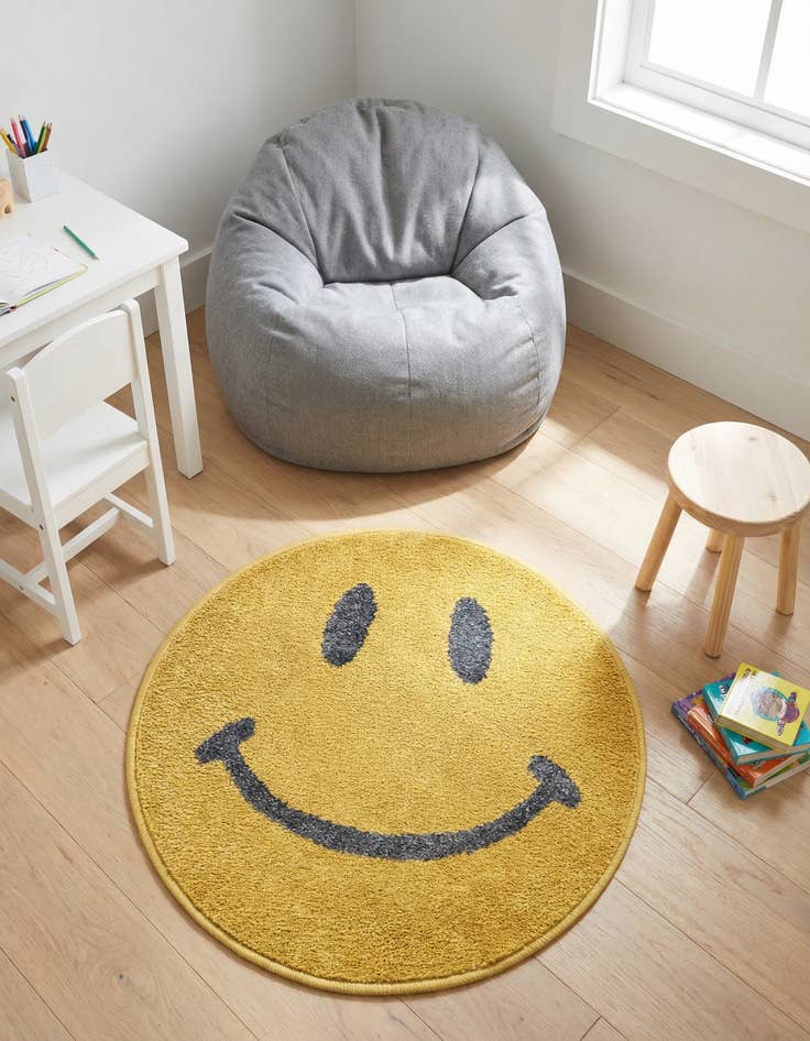 Detail image of 2' 2 x 2' 2 Smiley Face Whimsy Kids Round Rug