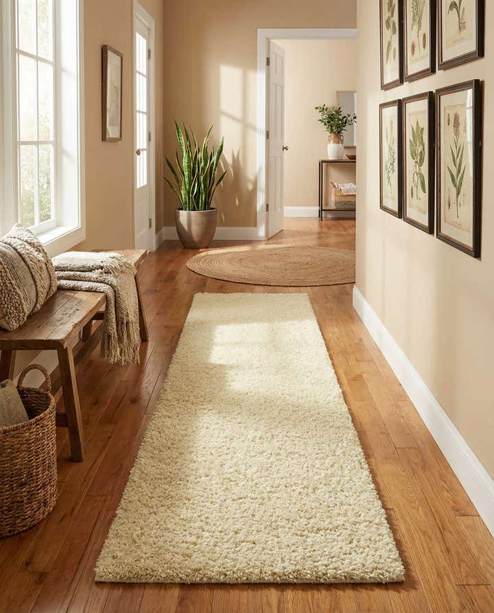 2' 7 x 12' Solid Shag Runner Rug