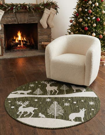 3' x 3' Easy-Clean Holiday Indoor / Outdoor Round Rug