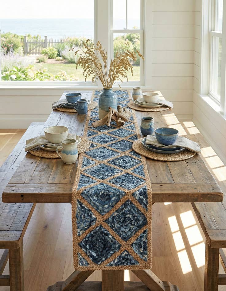Detail image of 1' 2 x 10' Handmade Braided Jute Table Runner Rug