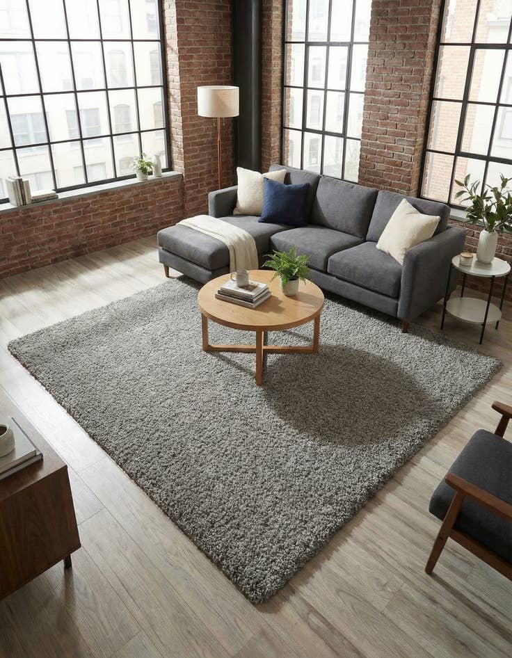 Detail image of  7' 10 x 7' 10 Solid Shag Square Rug