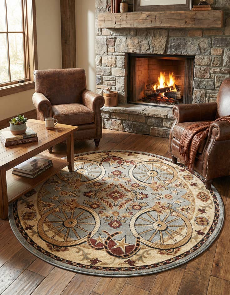 Detail image of 5' 3 x 5' 3 Pioneer Round Rug