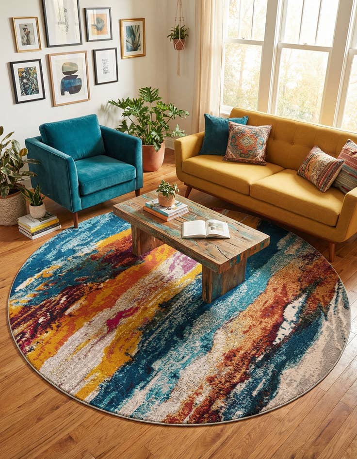 Detail image of 7' 10 x 7' 10 Washable Haerfest Round Rug