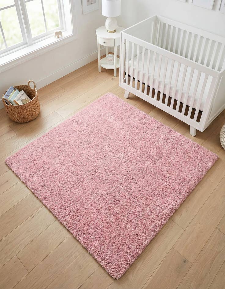 Detail image of  5' x 5' Soft Solid Shag Square Rug