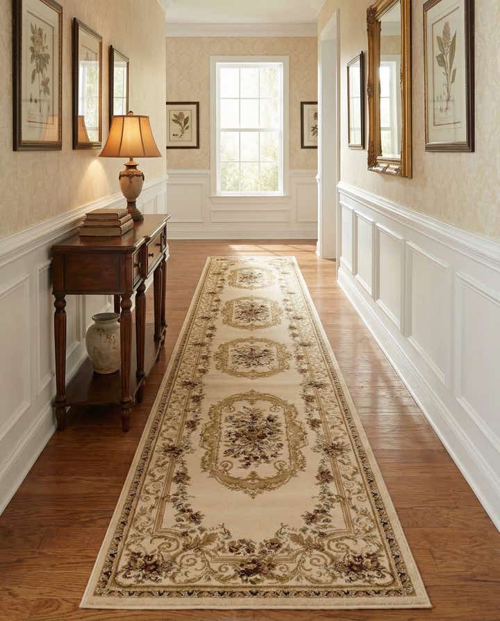 95cm x 600cm Klassieke Aubusson Loper Vloerkleed