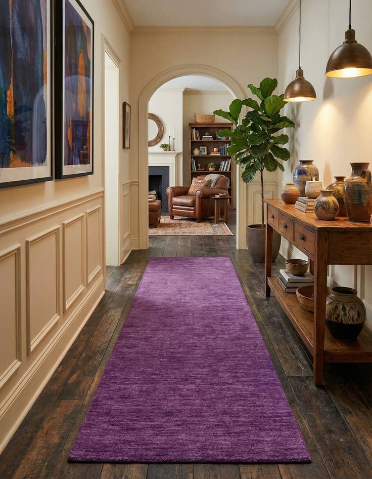 Detail image of 2' 7 x 16' 5  Hand Knotted Solid Gabbeh Wool Runner Rug