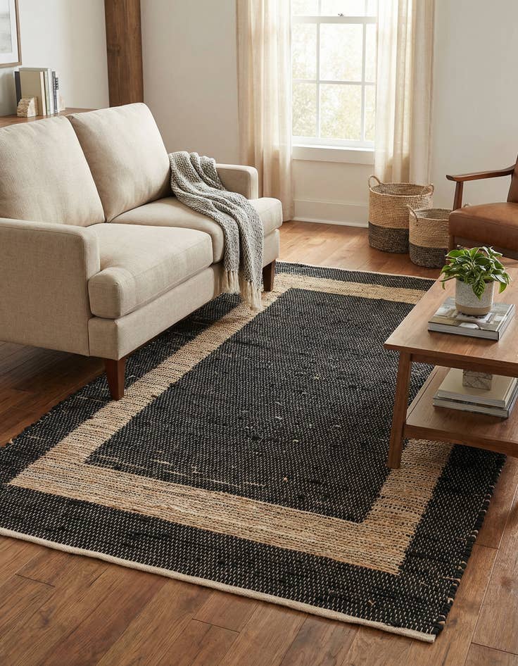 Detail image of 5' 1 x 8' Hand Woven Chindi Jute Rug