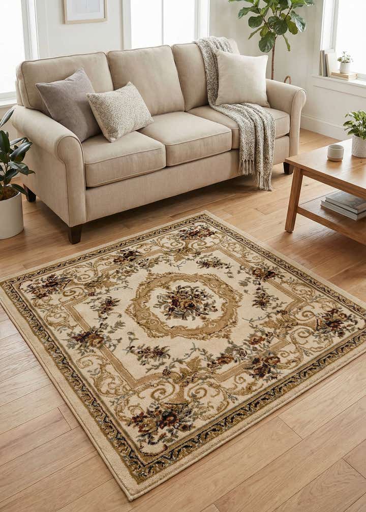4' x 4' Classic Aubusson Square Rug