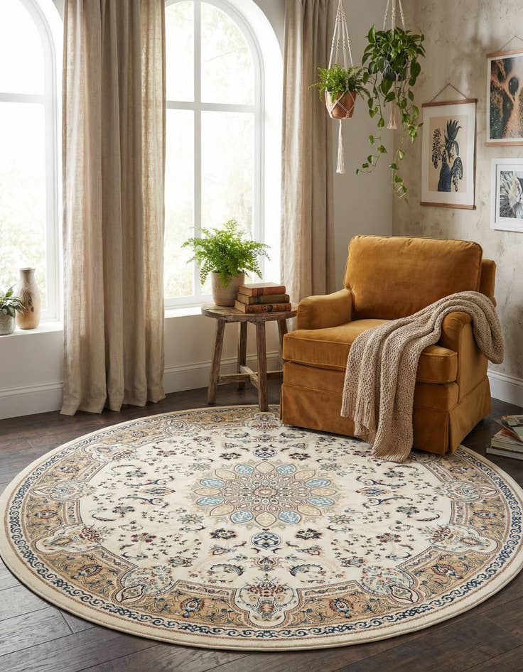 Detail image of 5' x 5' Nain Design Round Rug