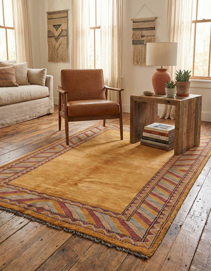 Detail image of 4' 3 x 5' 9 Hand Knotted Kashkuli Gabbeh Oriental Wool Rug