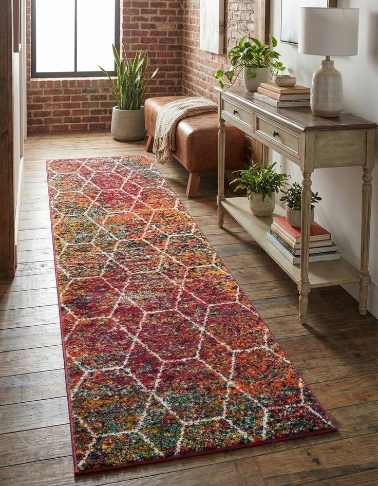 Detail image of 2' x 7' Lattice Frieze Runner Rug