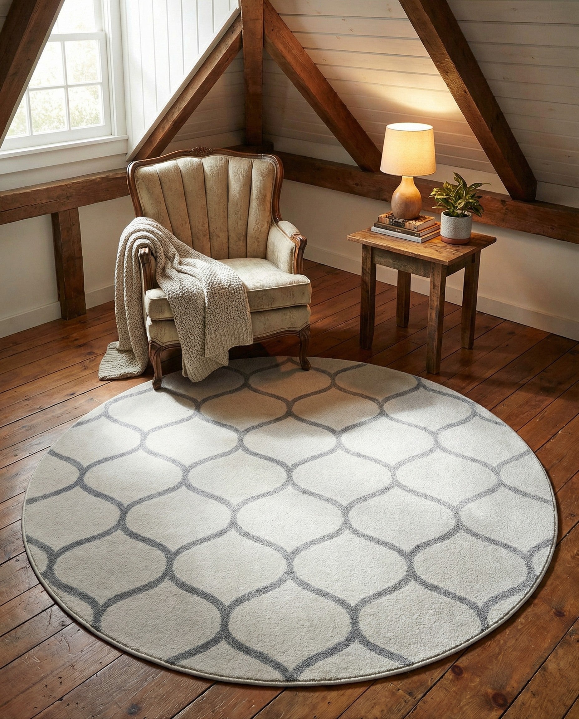 6' x 6' Trellis Frieze Round Rug