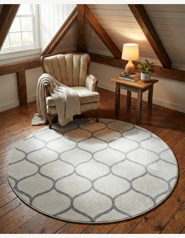 6' x 6' Trellis Frieze Round Rug