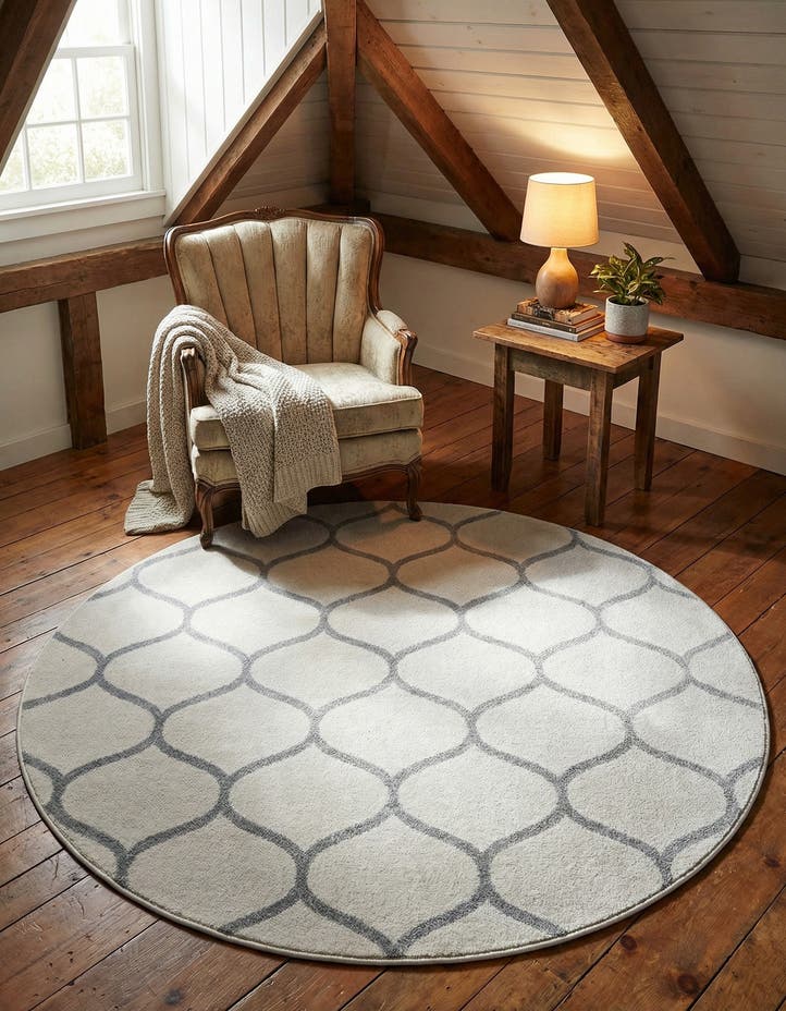 6' x 6' Lattice Frieze Round Rug