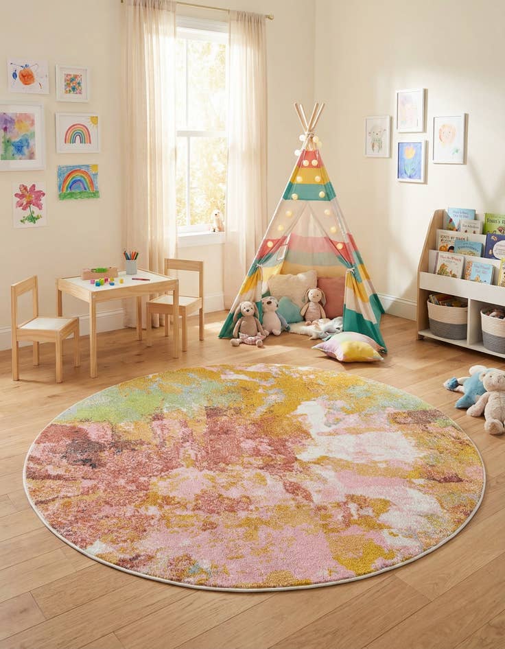 Detail image of 5' 1 x 5' 1 Abstract Whimsy Kids Round Rug