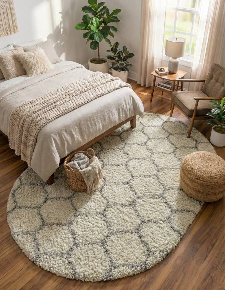 Detail image of 7' 10 x 10' Trellis Shag Oval Rug