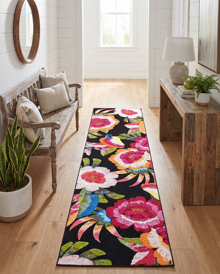Detail image of 2' 7 x 11' Easy-Clean Botanical Indoor / Outdoor Runner Rug