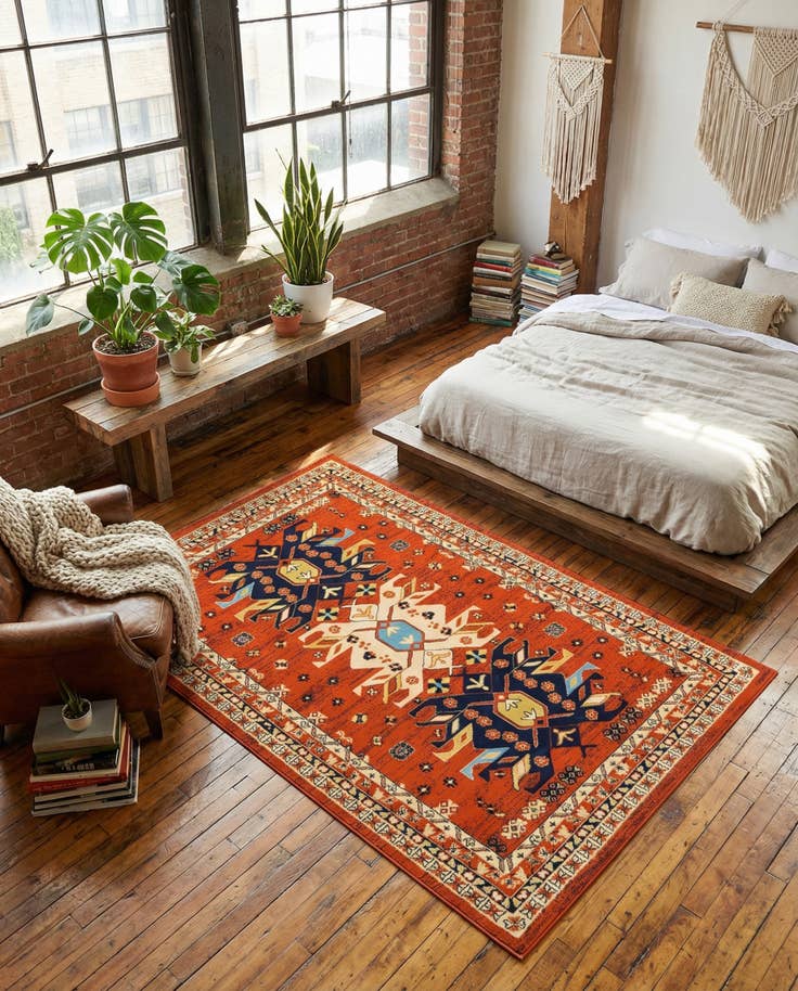 Detail image of 5' 3 x 8' Heris Rug