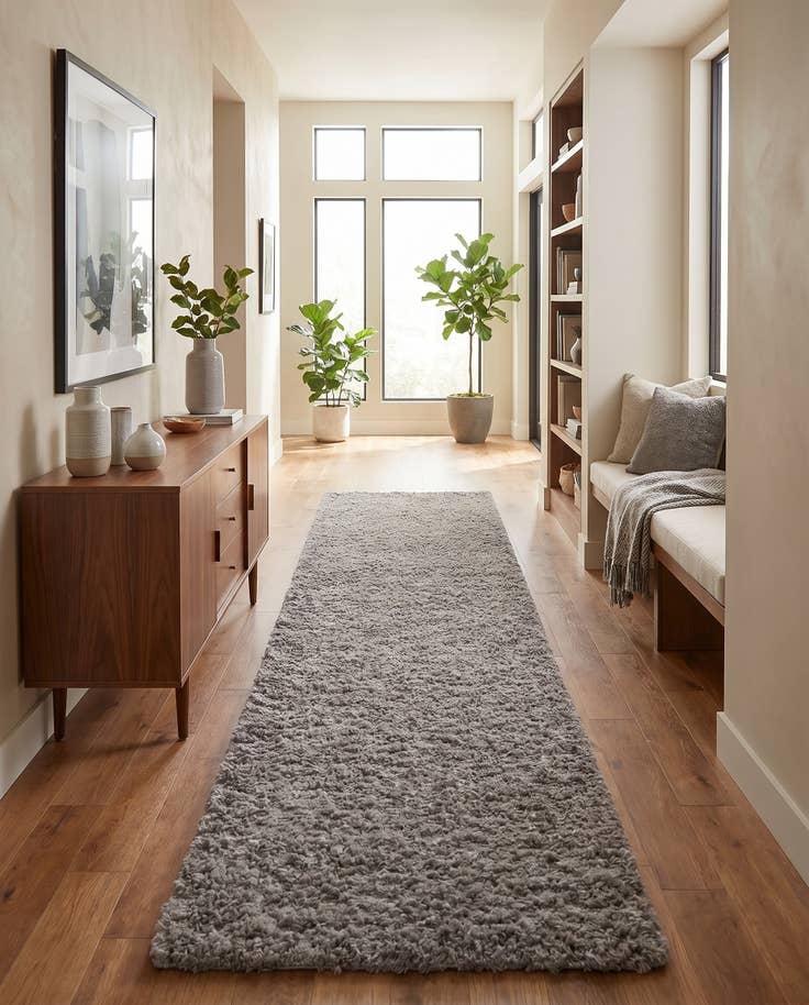 Detail image of 2' 7 x 14' Solid Shag Runner Rug