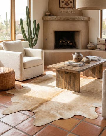 6' 2 x 6' 8 Cowhide Leather Square Rug