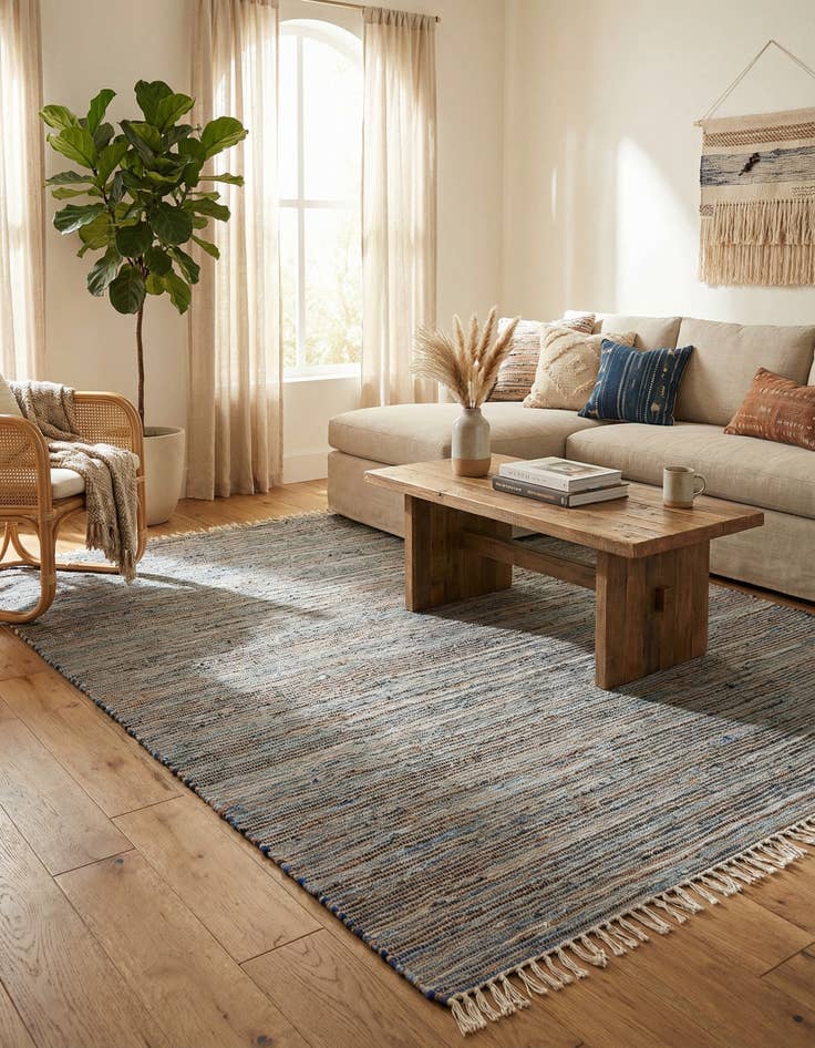 Detail image of 8' x 10' Hand Woven Chindi Jute Rug