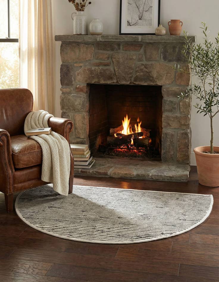 Detail image of 2' 2 x 3' 7 Hand Woven Chindi Jute Hearth Rug