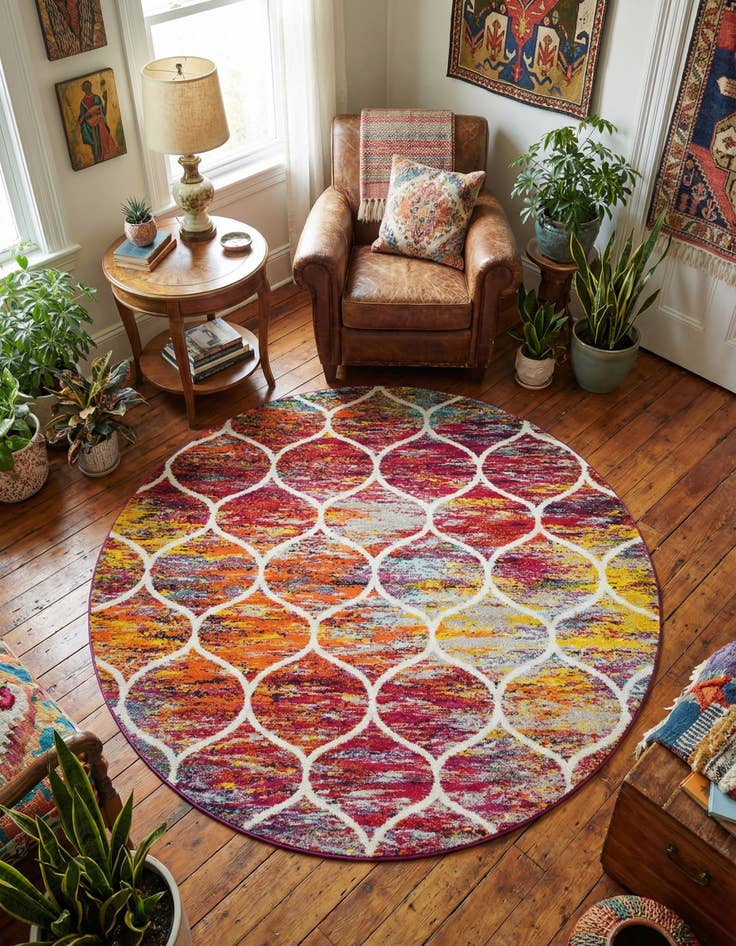Detail image of 6' x 6' Lattice Frieze Round Rug