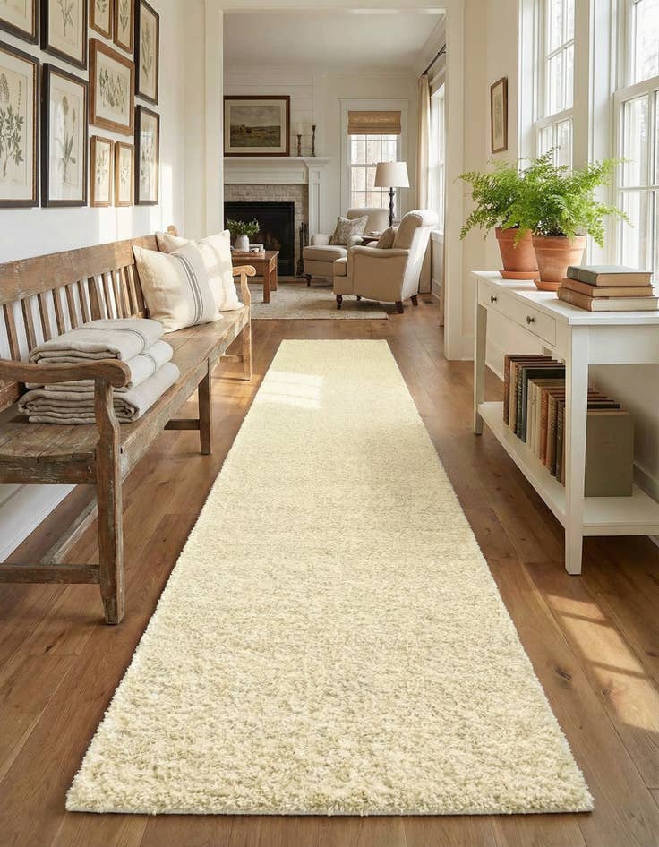 Detail image of 2' 7 x 14' Solid Shag Runner Rug