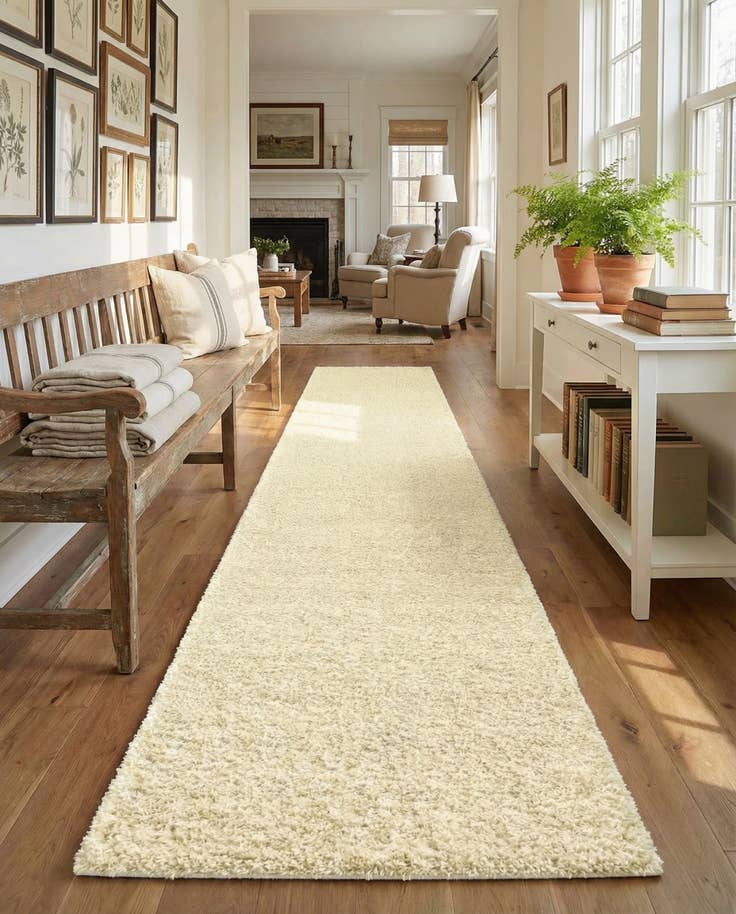 Detail image of 2' 7 x 14' Solid Shag Runner Rug