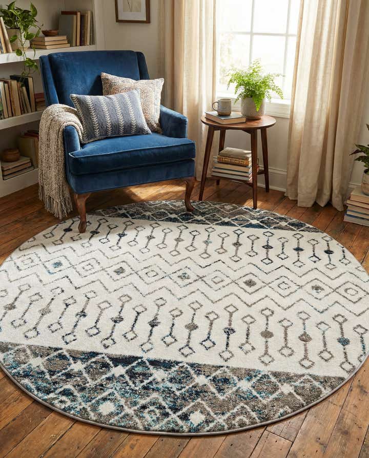 5' 3 x 5' 3 Moroccan Trellis Round Rug