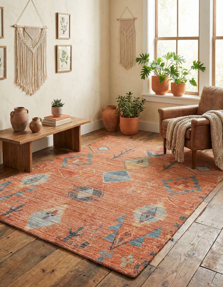 Detail image of 6' 1 x 9' Hand Woven Chenille Jute Rug