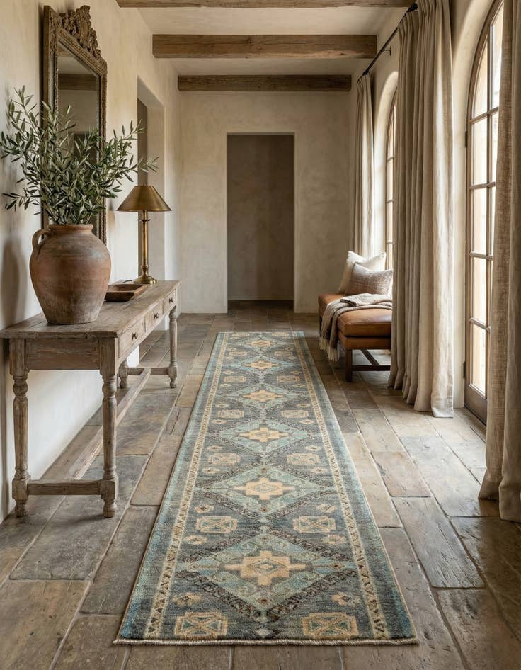 Detail image of 2' x 11' 10 Hand Knotted Oushak Wool Runner Rug