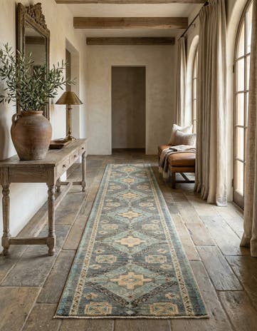 2' x 11' 10 Hand Knotted Oushak Wool Runner Rug