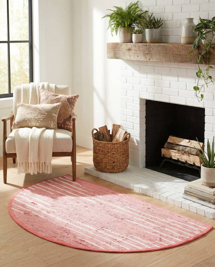 Detail image of 2' 2 x 3' 7 Hand Woven Chindi Cotton Hearth Rug