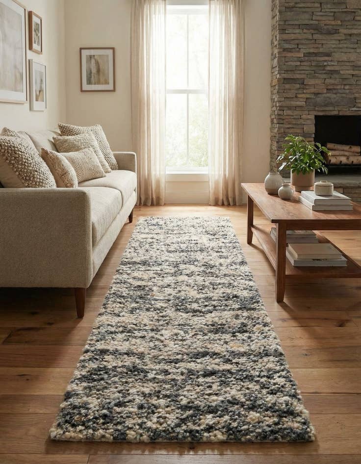 Detail image of 2' x 8'  Hand Woven Haka Deluxe Shag Runner Rug