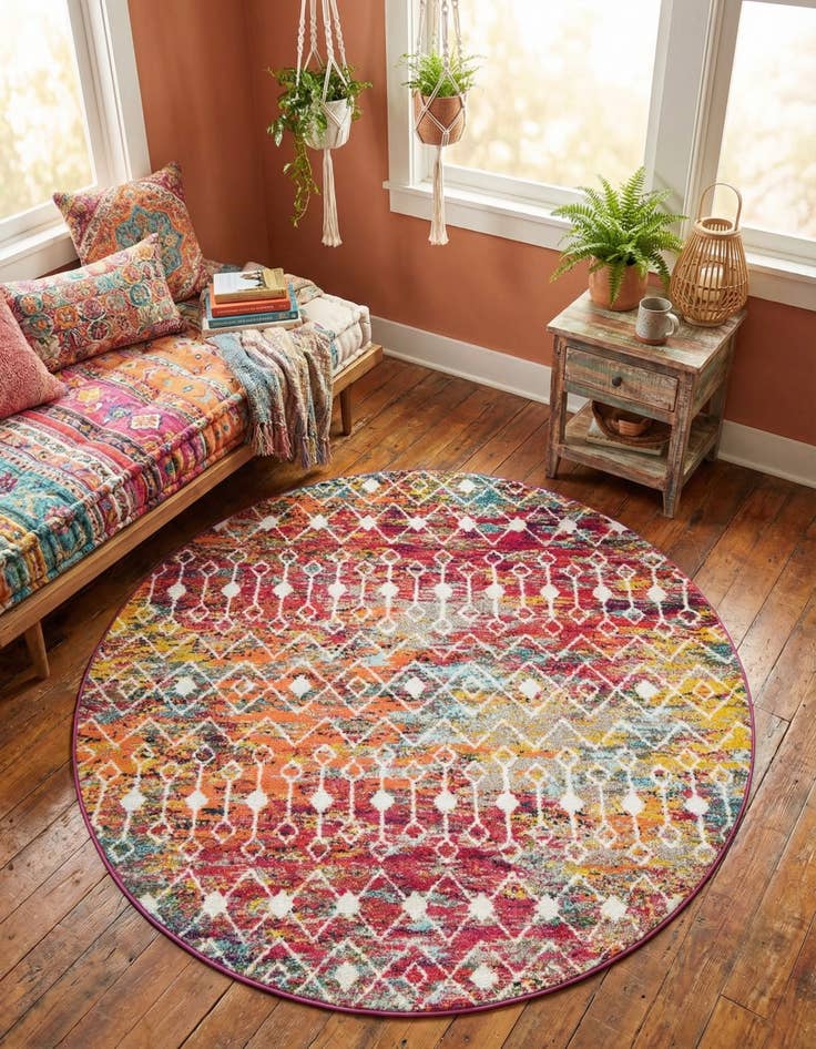 Detail image of  6' x 6' Moroccan Trellis Round Rug