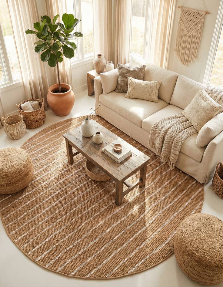 Detail image of 7' 10 x 7' 10  Hand Braided Laurel Handwoven Jute Round Rug