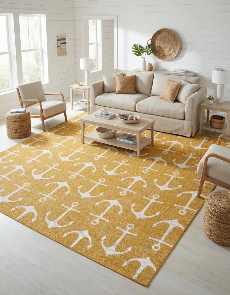 Detail image of 10' x 10'  Washable Coastal Indoor / Outdoor Square Rug