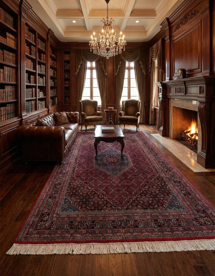 Detail image of 6' 6 x 9' 10 Hand Knotted Bidjar Wool Rug