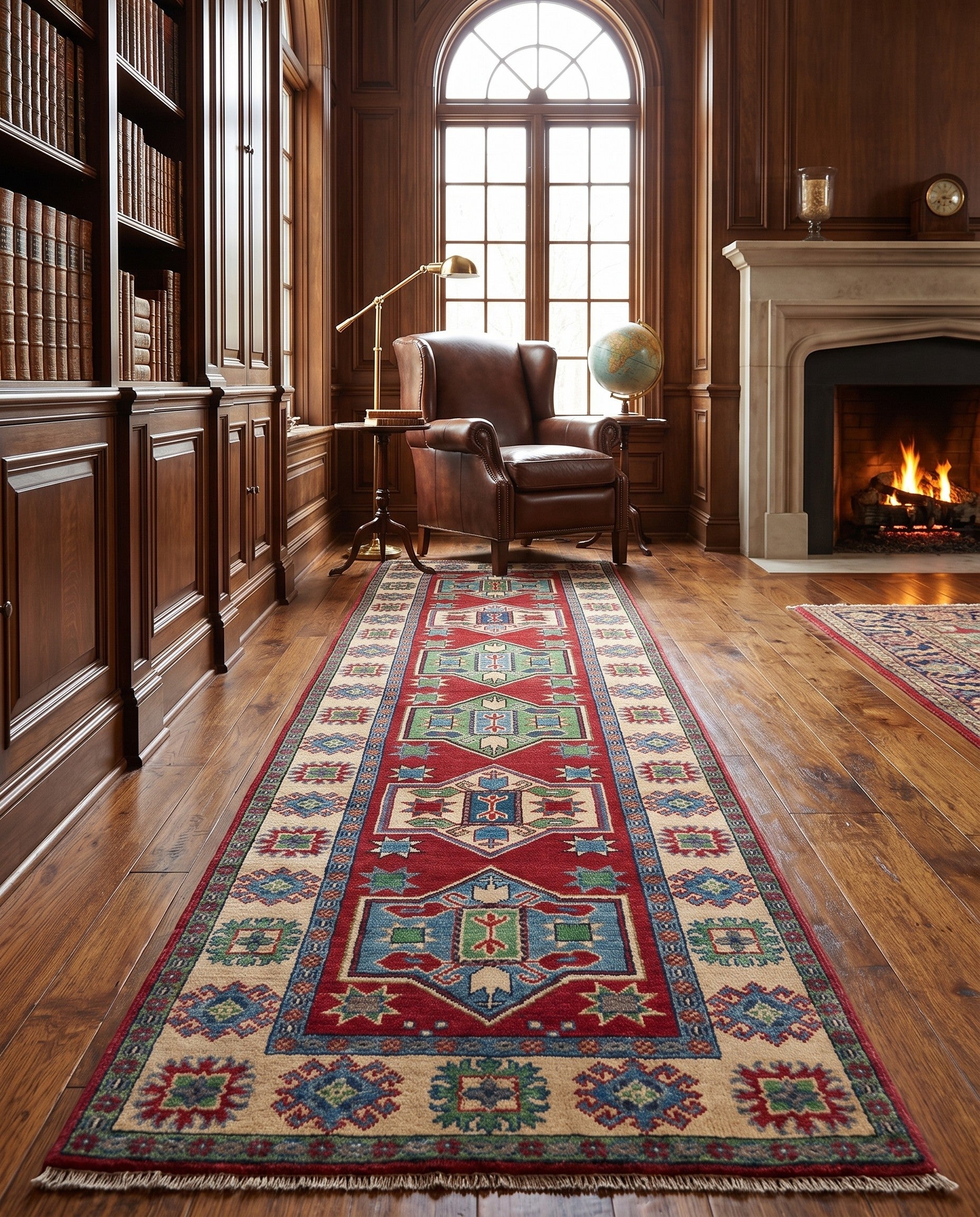 Detail image 3 of 10: 2' 8 x 9' 9 Hand Knotted Kazak Runner Rug
