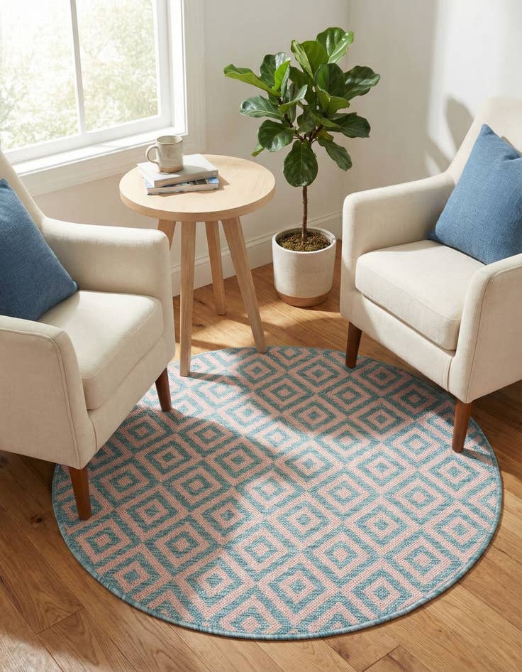 Detail image of 3' x 3' Washable Jill Zarin Costa Rica Indoor / Outdoor Round Rug