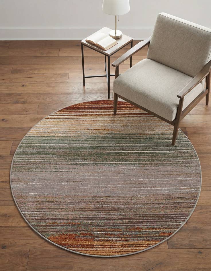Detail image of 4' x 4' Washable Modern Indoor / Outdoor Round Rug