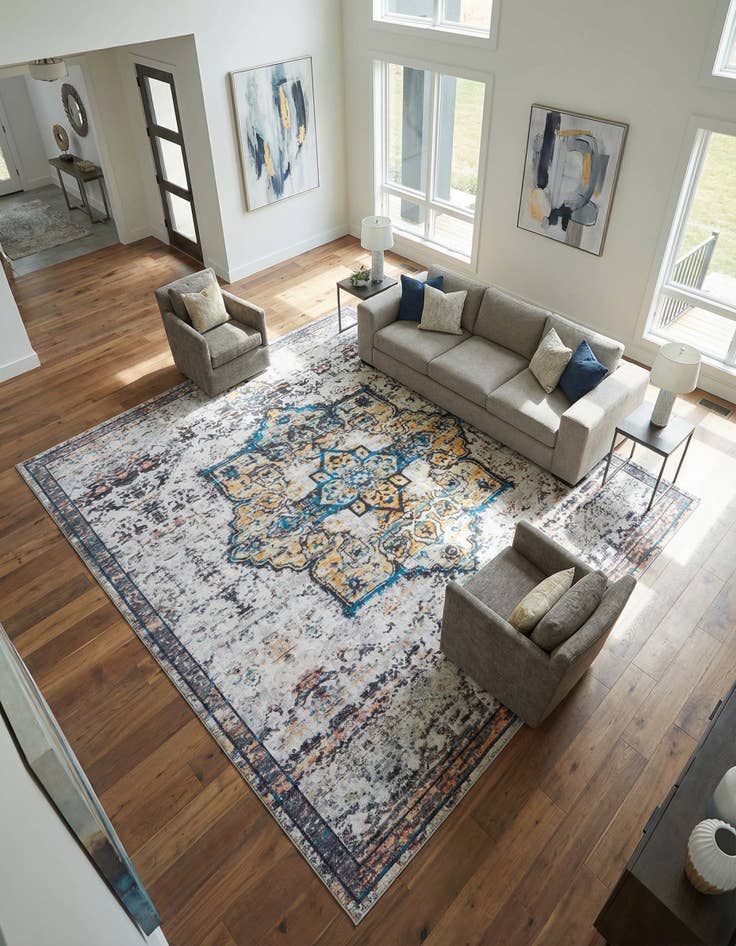 Detail image of 10' 6 x 10' 6  Washable Renaissance Square Rug