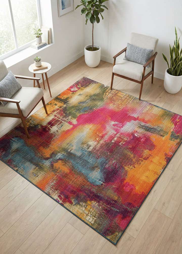 6' x 6' Easy-Clean Modern Indoor / Outdoor Square Rug