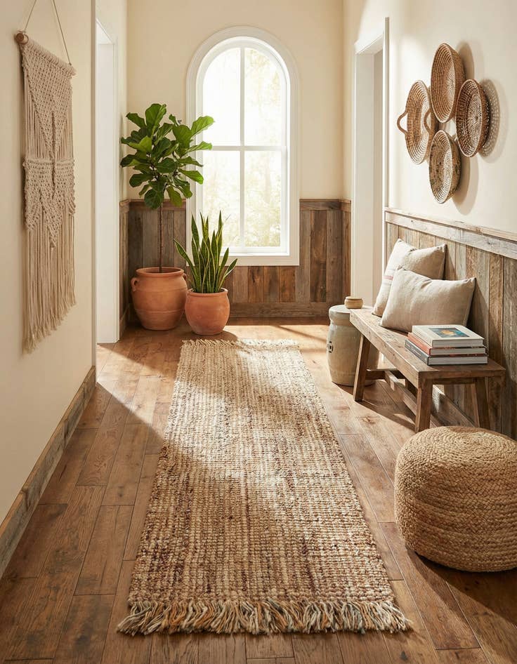 Detail image of 2' x 8'  Hand Woven Chunky Jute Runner Rug