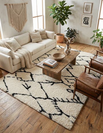 Pearl and Black Infinity Shag Rug