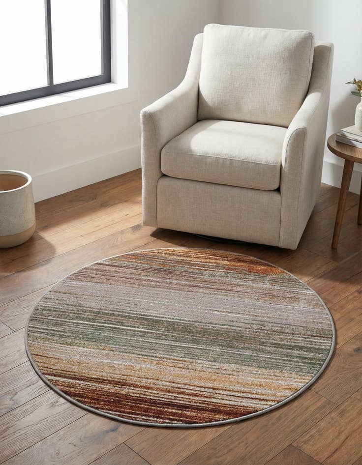 Detail image of 3' x 3' Washable Modern Indoor / Outdoor Round Rug