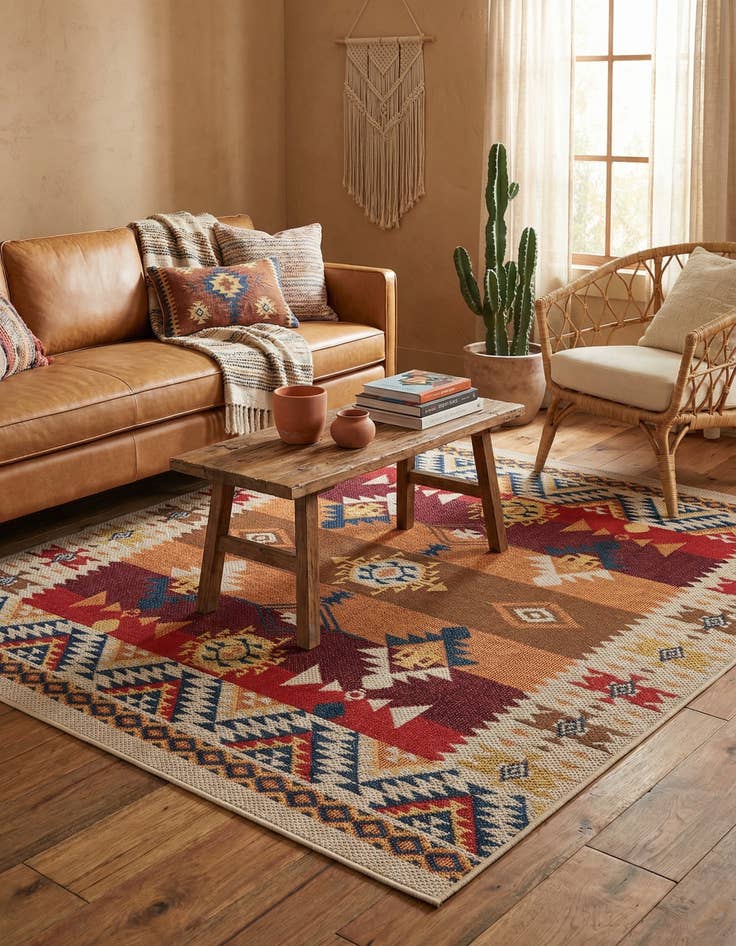 Detail image of 7' 10 x 7' 10  Washable Baja Indoor / Outdoor Square Rug